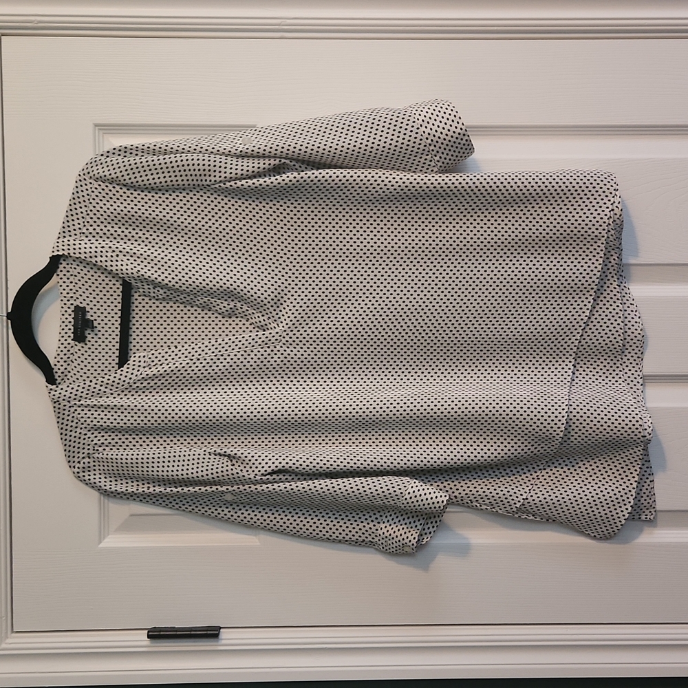 The Limited White and Black Polka Dot Women's Tunic Top- Size Small